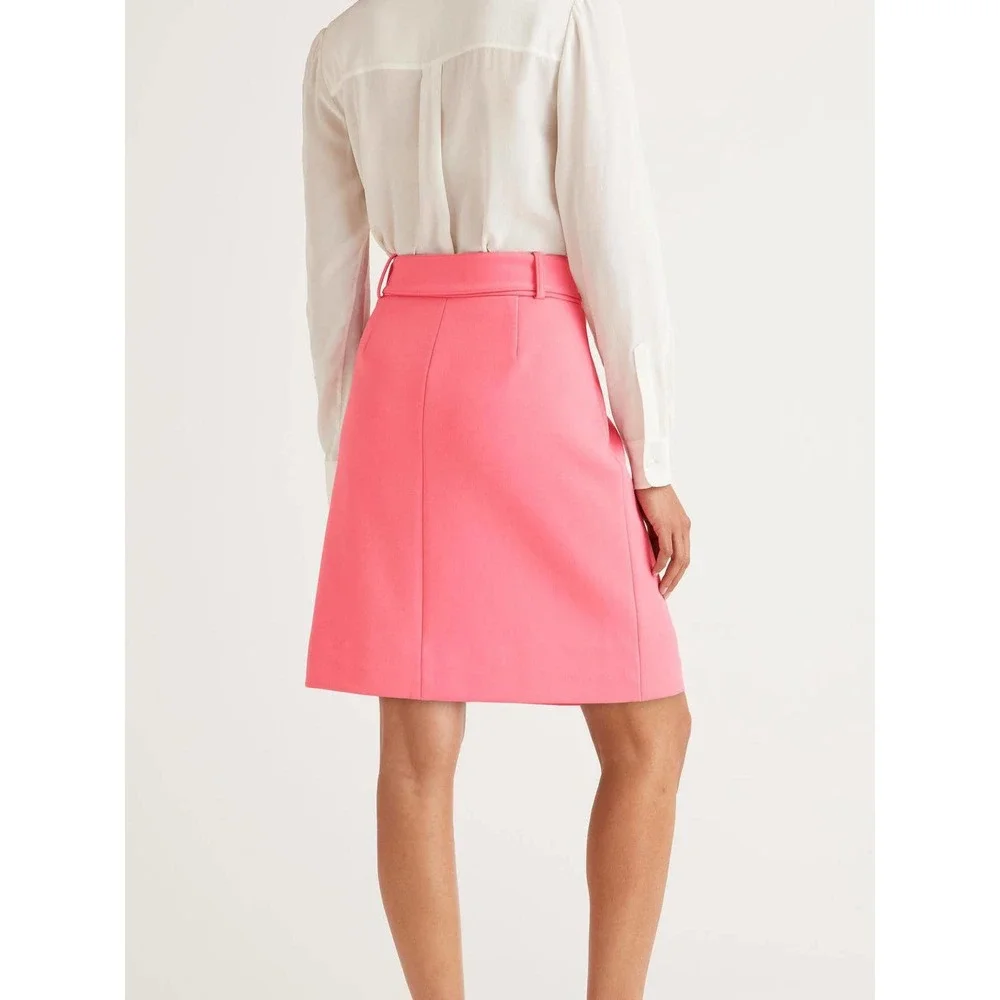 Boden Belted Four-Button A-Line Skirt - Abstract - Pink/Crayon Pink - Picture 4 of 14